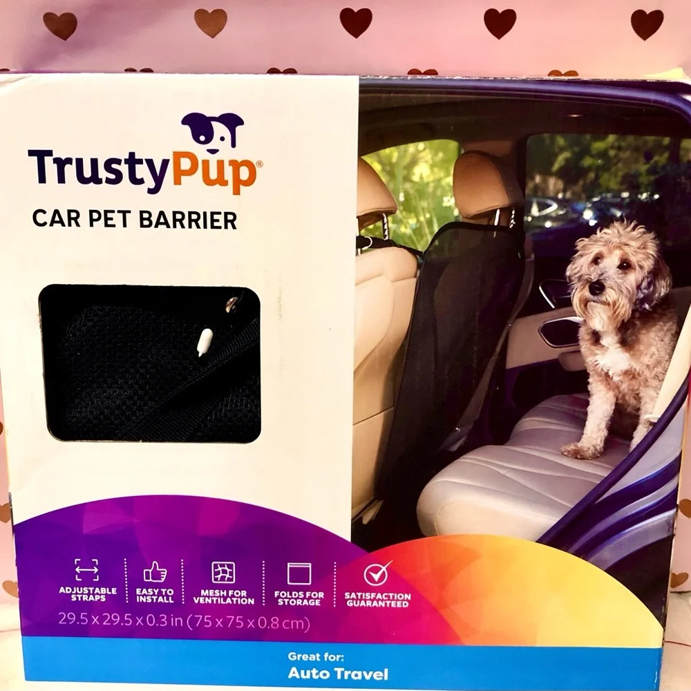 Car Pet Barrier with Black Mesh Dog Safety Travel Carrier Transport